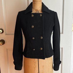 Alpha Industries Black Wool Blend Military Jacket